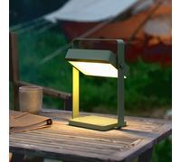 Nordlux Lámpara de mesa LED Saulio, verde oliva, IP44, aluminio, USB, batería recargable