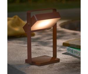 Nordlux Lámpara de mesa LED solar Saulio, marrón, IP44, aluminio, USB, batería