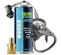 Nordo - 5 en 1 R1234yf XL + manguera + adaptador YF para aire acondicionado de automóvil con aceite, aditivo sellador, colorante UV, agente deshidratante - Protege el compresor - 1 x 235 g