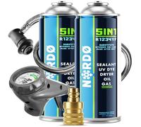 Nordo - 5-en-1 R1234yf XL + manguera + adaptador YF para aire acondicionado de automóvil con aceite, aditivo sellador, colorante UV, agente deshidratante - Protege el compresor - 2 x 235 g