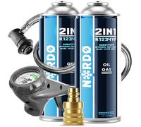 Nordo - Gas refrigerante R1234yf con aceite, manguera y adaptador YF - Recarga para aire acondicionado de automóvil - 2 x 235 g - ECO