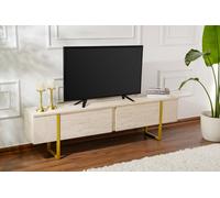 Skye Decor, Serenity: Travertino, Dorado, Soporte para TV, Travertino, 100% panel de fibra de densidad media (MDF) con revestimiento de melamina, 180 x 30 x 50 cm