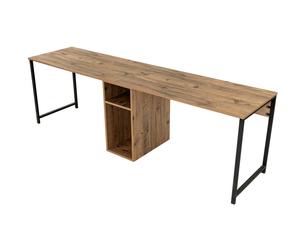 Nordure Twin Study Desk - Pino Atlántico, Negro