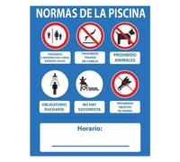 Normaluz Cartel Normas Piscina PVC 0,4mm 500x400mm Rótulos Informativos