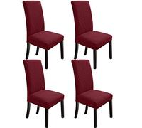 NORTHERN BROTHERS Juego de 4 Fundas elásticas para sillas de Comedor, Muy Ajustadas, Fundas para sillas de Cocina Parsons, Color Rojo Vino