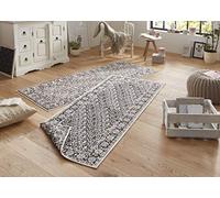 NORTHRUGS Alfombra de Exterior Reversible Curazao, Resistente a la Intemperie, diseño gráfico Moderno, para balcón, terraza, jardín, jardín de Invierno, salón, Impermeable, Polipropileno, Color Negro