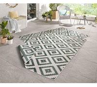 NORTHRUGS Alfombra de Exterior Reversible de Malta, Resistente a la Intemperie, diseño geométrico Moderno, para balcón, terraza, jardín, jardín de Invierno, salón, Impermeable, Polipropileno, Verde,