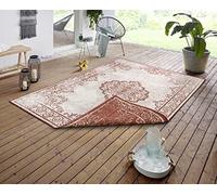NORTHRUGS Alfombra para Interior y Exterior, 120 x 170 cm, Resistente a la Intemperie, diseño Oriental, para balcón, terraza, jardín, Invernadero, para salón, Impermeable, en Cayenne