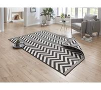 NORTHRUGS Alfombra para interior y exterior, 80 x 150 cm, reversible, resistente a la intemperie, diseño moderno en zigzag, para balcón, terraza, jardín, jardín de invierno, salón, resistente al agua,
