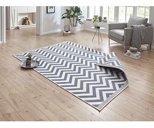 NORTHRUGS Alfombra para interior y exterior, 80 x 150 cm, reversible, resistente a la intemperie, diseño moderno en zigzag, para balcón, terraza, jardín, jardín de invierno, salón, resistente al agua,