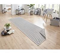 NORTHRUGS Alfombra para interior y exterior, 80 x 350 cm, reversible, resistente a la intemperie, diseño moderno en zigzag, para balcón, terraza, jardín, jardín de invierno, salón, resistente al agua,