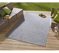 NORTHRUGS Alfombra para interior y exterior a cuadros, 140 x 200 cm, resistente a la intemperie, diseño geométrico moderno, a cuadros, para balcón, terraza, jardín, jardín de invierno, alfombra resistente al agua en azul