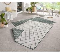 NORTHRUGS Alfombra para Interior y Exterior Málaga, 80 x 150 cm, Reversible, Resistente a la Intemperie, diseño geométrico Moderno, para balcón, terraza, jardín, jardín de Invierno, salón, Resistente