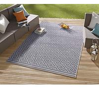 NORTHRUGS Alfombra para Interiores y Exteriores, diseño de Rombos, Color Azul y Crema, 160 x 230 cm