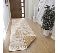 NORTHRUGS Alfombra Reversible Biri para Interior y Exterior, Tejido Plano, diseño Bohemio, Certificado Öko-Tex, Resistente a la Intemperie y a los Rayos UV, para balcón, terraza, jardín, Ocre, 80 x