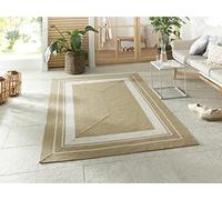 NORTHRUGS Alfombra Trenzado de diseño Moderno de Tejido Arrugado Hecho a Mano para balcón, terraza, jardín, salón, Duradera, fácil de Limpiar, 120 x 170 cm, Color Crema y Beige