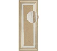 NORTHRUGS Alfombra Trenzado de diseño Moderno de Tejido Plano para balcón, terraza, jardín, Sala de Estar, Duradera, fácil de Limpiar, 80 x 200 cm, Color Crema y Beige