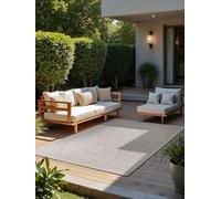 NORTHRUGS Kona Alfombra clásica para Interior y Exterior, Tejido Plano clásico, Reversible, Certificado Öko-Tex Resistente a la Intemperie y a los Rayos UV, para balcón, terraza, jardín, Color Blanco