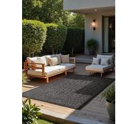 NORTHRUGS Kona Alfombra clásica para Interior y Exterior, Tejido Plano Reversible, Certificado Öko-Tex Resistente a la Intemperie y a los Rayos UV, para balcón, terraza, jardín, Color Negro y Blanco