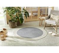 NORTHRUGS Trenzado - Alfombra Redonda de diseño Moderno, Hecha a Mano, para balcón, terraza, jardín, salón, Duradera, fácil de Limpiar, Color Gris Crema, diámetro 150