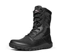 NORTIV 8 Botas Militares Ligeras Hombre - Puntera Ancha, Caída Cero, Barefoot con Cremallera Lateral Botas Tácticas de Seguridad Combate Policiales Antideslizantes,Size 43.5,Negro,SNMT26007M