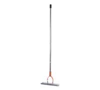 Nosqew Rastrillo de Paja, Rastrillo de Césped, de Suelo, Acero Al Carbono, Acero Inoxidable, Cabeza Robusta de 14,7 Pulgadas de Ancho con 19 Púas Curvas para el Cuidado del (4 Secciones)