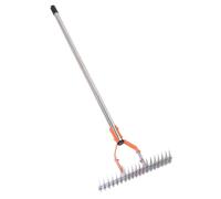 Nosqew Rastrillo de Paja, Rastrillo de Césped, de Suelo, Acero Al Carbono, Acero Inoxidable, Cabeza Robusta de 14,7 Pulgadas de Ancho con 19 Púas Curvas para el Cuidado del (3 Secciones)