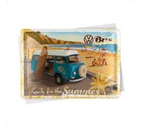 Nostalgic-Art 10172 Volkswagen Bulli-Ready for The Summer, tarjeta de metal, multicolor, 10 x 14 cm