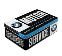 Nostalgic-Art Caja de Almacenamiento Plana Retro, 2,5 l, Official License Product (OLP), BMW - Service - Idea de Regalo para Fans de BMW, Lata metálica con Tapa, diseño Vintage