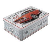 Nostalgic-Art Bote plana retro, 2,5 l, VW Golf - GTI 1976 | original Volkswagen license product (OLP), lata para galletas, diseño vintage, Idea de regalo para fans de VW Bus