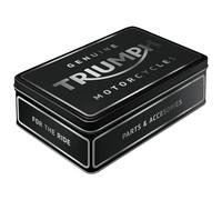 Nostalgic-Art Caja de almacenamiento plana retro, 2,5 l, Triumph - Parts & Accessories Silver - Idea de regalo para moteros, Official License Product (OLP), lata metálica con tapa, diseño vintage