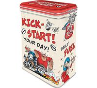 Nostalgic-Art Caja de café Retro, MOTOmania - Kick-Start - Idea de Regalo para Aficionados as Motos, Lata con Tapa aromática, Diseño Vintage, 1,3 l