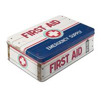 Nostalgic Art Caja metálica plana Retro First Aid Blue – Lata con tapa, diseño vintage, 2,5 l