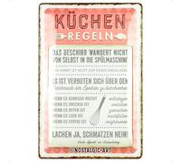 Nostalgic-Art Cartel de Chapa Retro de 20 x 30 cm, Reglas de Cocina, Idea de Regalo para la Cocina, de Metal, diseño Vintage con Refranes