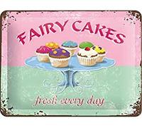 Nostalgic-Art Cartel de Chapa Retro Fairy Cakes - Fresh Every Day - Idea de Regalo para la Cocina, metálico, Diseño Vintage Decorativo, 30 x 40 cm