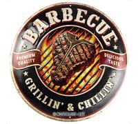 Nostalgic-Art Cartel metálico retro, Ø 35 cm, Barbecue - Grillin' & Chillin' - Idea de regalo para fans de las barbacoas, de metal, diseño vintage con frase
