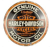 Nostalgic-Art Cartel metálico retro, Ø 35 cm, Harley-Davidson - Genuine Motor Oil - Idea de regalo para moteros, Official License Product (OLP), de metal, diseño vintage