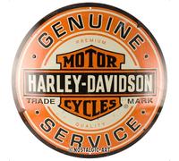 Nostalgic-Art Cartel metálico retro, Ø 35 cm, Harley - Genuine Service | original Harley-Davidson license product (OLP), de metal, diseño vintage, Idea de regalo para moteros