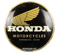 Nostalgic-Art Cartel metálico retro, Ø 35 cm, Honda MC - Motorcycles Gold - Idea de regalo para fans de Honda, Official License Product (OLP), de metal, diseño vintage