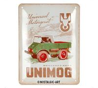 Nostalgic-Art Cartel metálico retro, 15 x 20 cm, Daimler Truck - Unimog 1951 - Idea de regalo para amantes de los accesorios de coches, Official License Product (OLP), de metal, diseño vintage