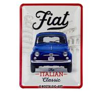 Nostalgic-Art Cartel metálico retro, 15 x 20 cm, Fiat 500 - The Italian Classic - Idea de regalo para fans de Fiat, de metal, diseño vintage