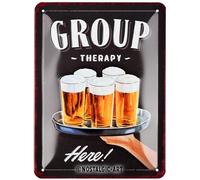 Nostalgic-Art Cartel metálico retro, 15 x 20 cm, Group Therapy - Idea de regalo para amantes de la cerveza, de metal, diseño vintage con frase