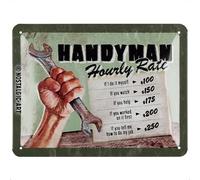Nostalgic-Art Cartel metálico retro, 15 x 20 cm, Handyman Hourly Rate - Idea de regalo para craftsman, de metal, diseño vintage con frase