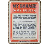Nostalgic-Art Cartel metálico retro, 15 x 20 cm, My Garage, My Rules - Idea de regalo para craftsman, de metal, diseño vintage con frase