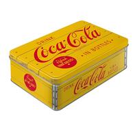 Nostalgic-Art - Coca-Cola Logo Yellow - bote de almacenamiento plana, 23x16x7 cm