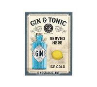 Nostalgic-Art Imán Retro para Nevera de 6 x 8 cm, Gin & Tonic Served Here - Idea de Regalo como Accesorio de Bar de Metal, diseño Vintage