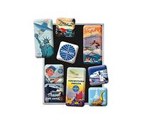 Nostalgic-Art Juego de Imanes Retro, Pan Am - Travel The World - Idea de Regalo para Amante a Viaje, Decoración para Nevera, Diseño Vintage, 9 Piezas