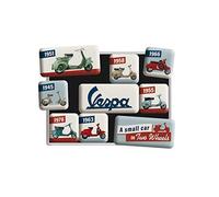 Nostalgic-Art Juego de Imanes Retro, Vespa - Model Chart - Regalo para Aficionados a Scooters, Decoración para la Nevera, Diseño Vintage, 9 Unidades