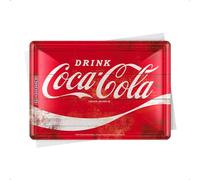 Nostalgic-Art Postal metálica retro, 10 x 14 cm, Coca-Cola - Logo Red Wave