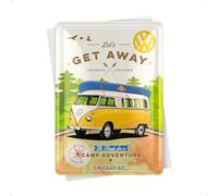Nostalgic-Art Postal metálica retro, 10 x 14 cm, VW Bulli - Let's Get Away